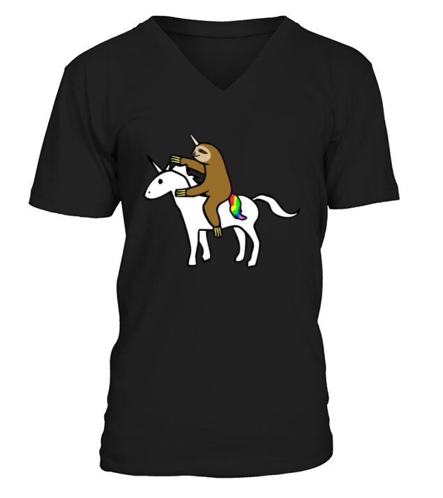 Slothicorn Riding Unicorn - Mug V-Neck T-shirt