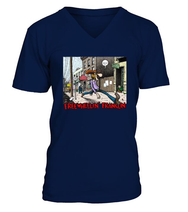 Fabulous Furry Freak Brothers Freewheelin Franklin V-Neck T-shirt
