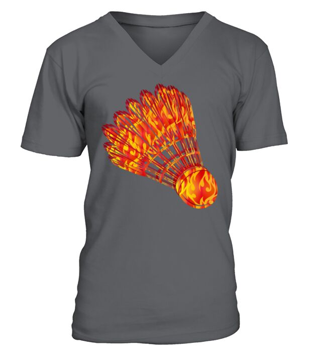 Badminton shuttlecock fire drawing V-Neck T-shirt