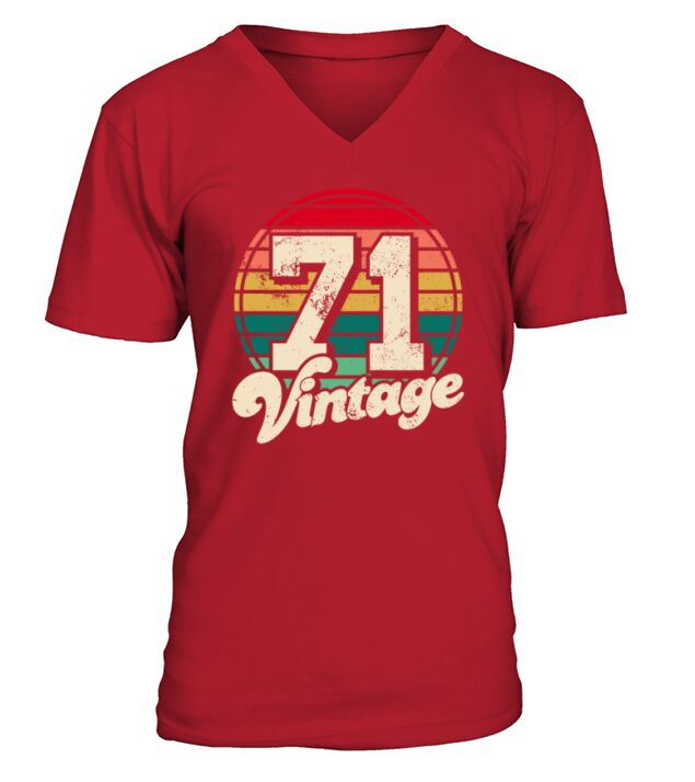 Vintage 1971 Birthday Gift Born in 71 Retro Style V-Neck T-shirt