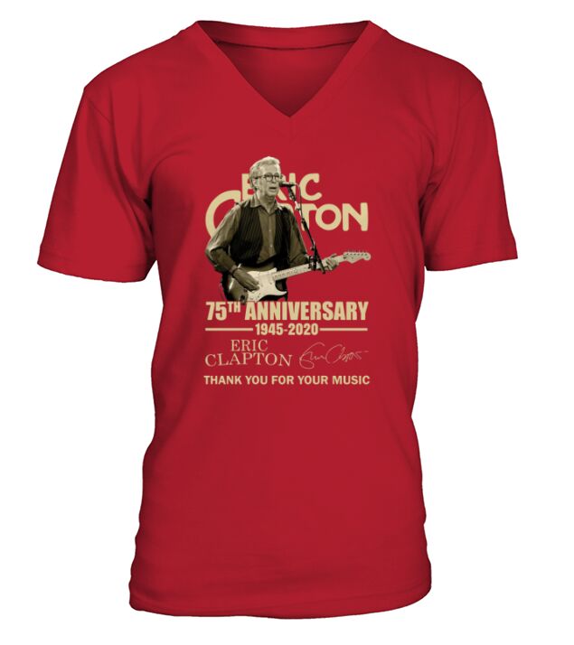 75th Anniversary Eric Clapton Thank You For The Memories Signatures shirt V-Neck T-shirt