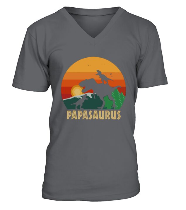 Official Papasaurus Papa Gift From Daughter Son-Birthday Christmas shirt V-Neck T-shirt