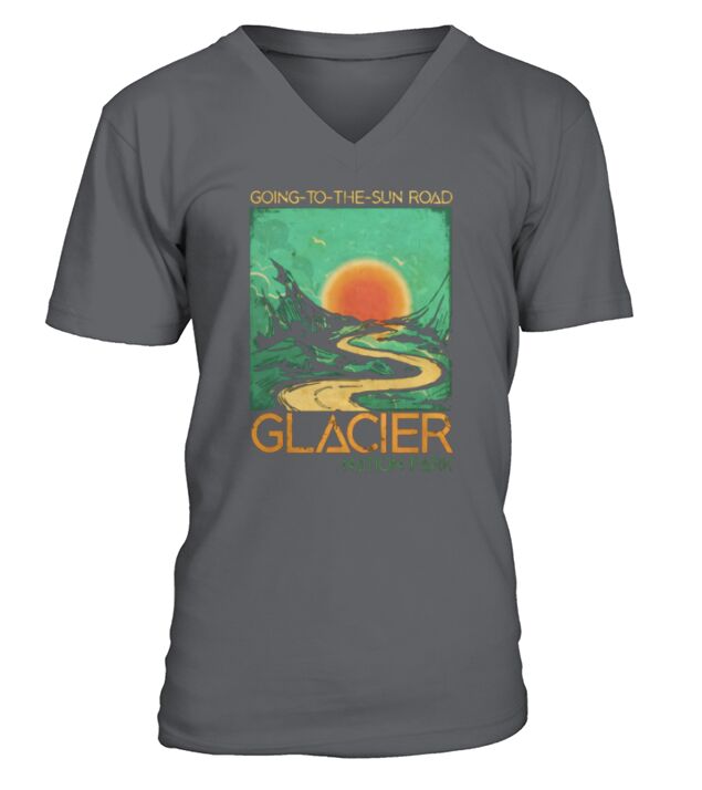 Going To The Sun Road Glacier National Park Retro Montana V-Neck T-shirt