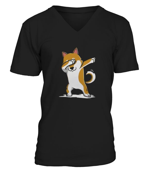 Shiba Inu Cute Dabbing T-Shirt Funny Dab Dance Gift Shirt V-Neck T-shirt