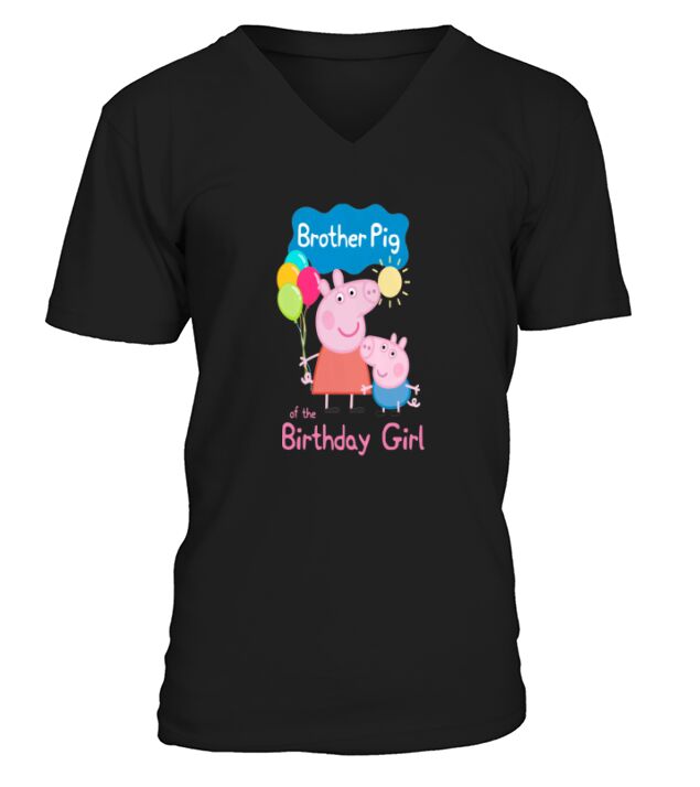 peppa pig brother pig of the birthday girl V-Neck T-shirt